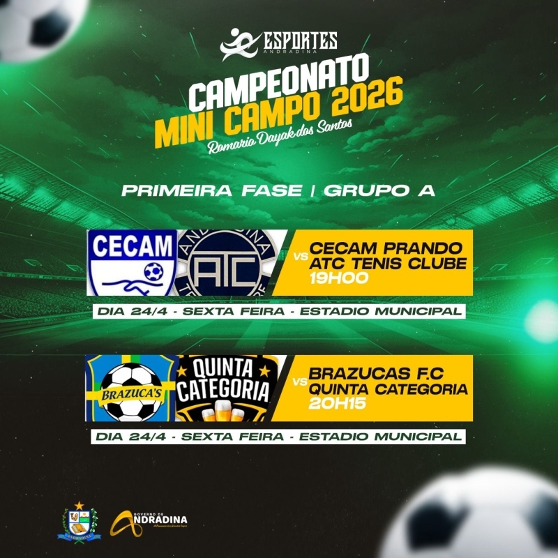 Nesta 6ª tem rodada do Campeonato Mini Campo 2026 em Andradina
