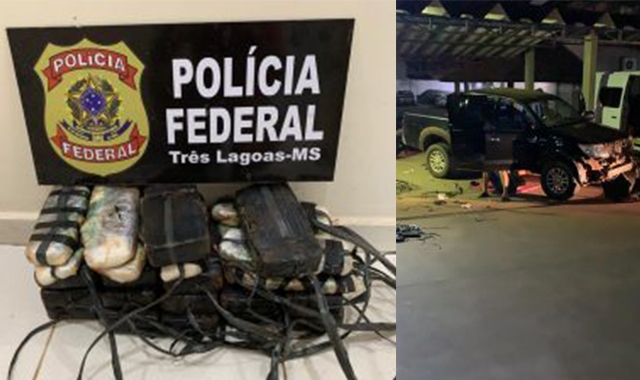 Com ajuda de cão farejador, Polícia Federal de Três Lagoas apreende caminhonete com 21 kg de cocaína