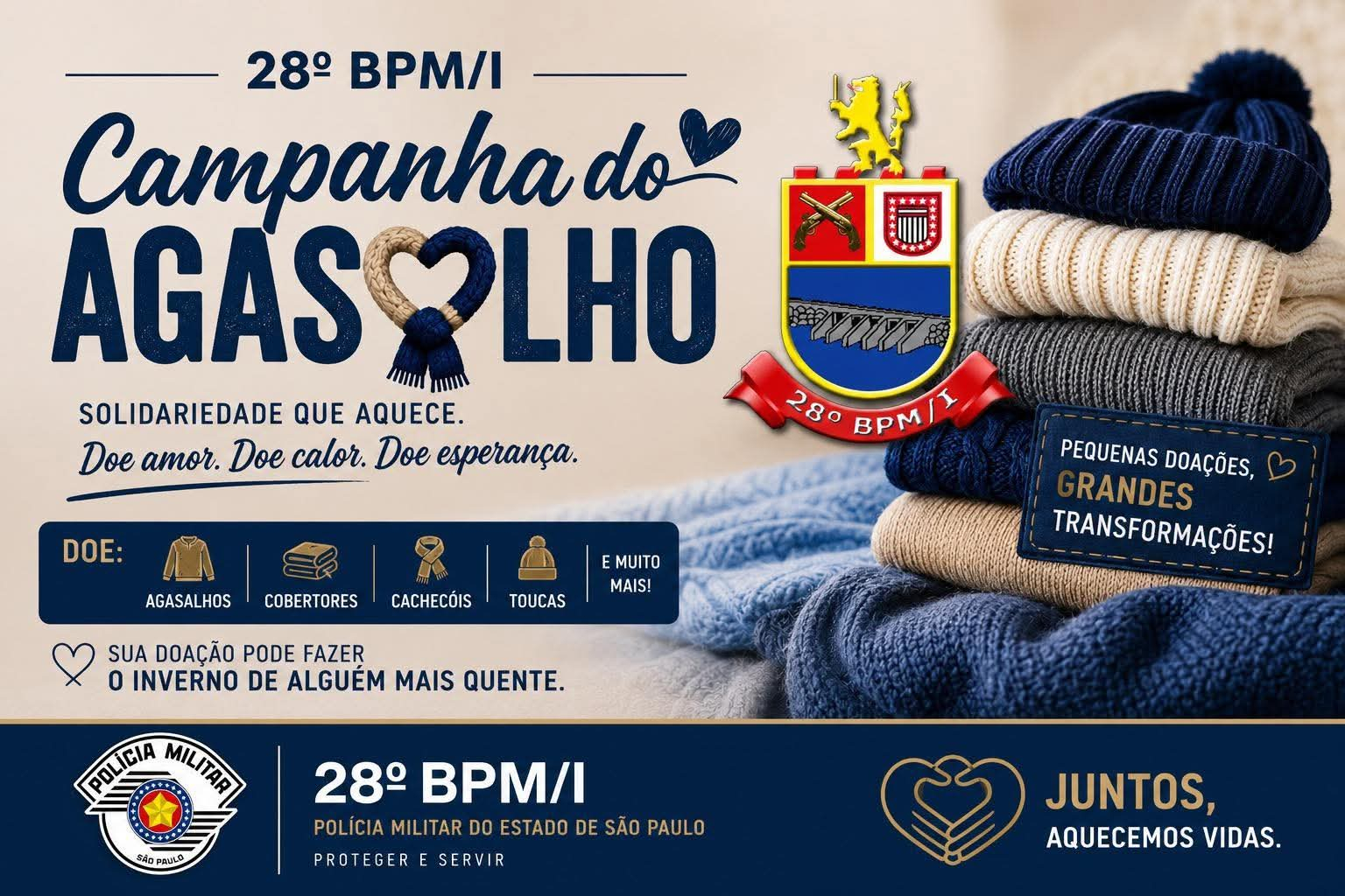 28º BPM/I DE ANDRADINA MOBILIZA ARRECADAÇÃO PARA CAMPANHA DO AGASALHO 2026