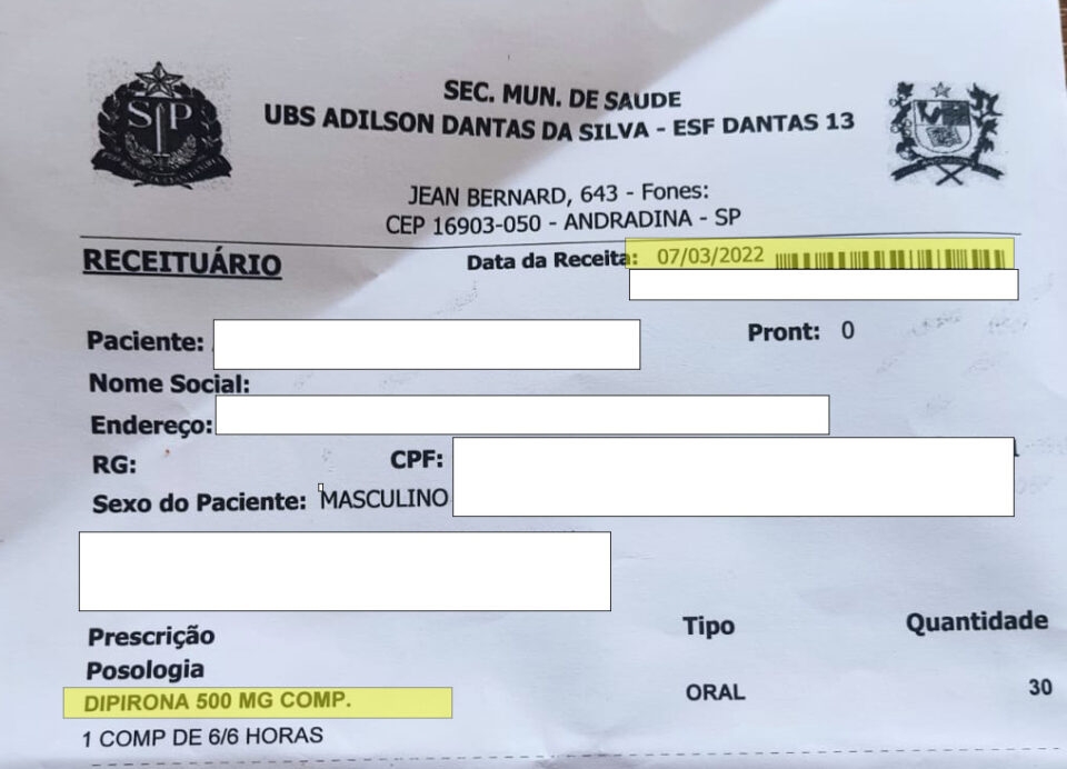 Falta de dipirona na farmácia pública revolta moradores de Andradina