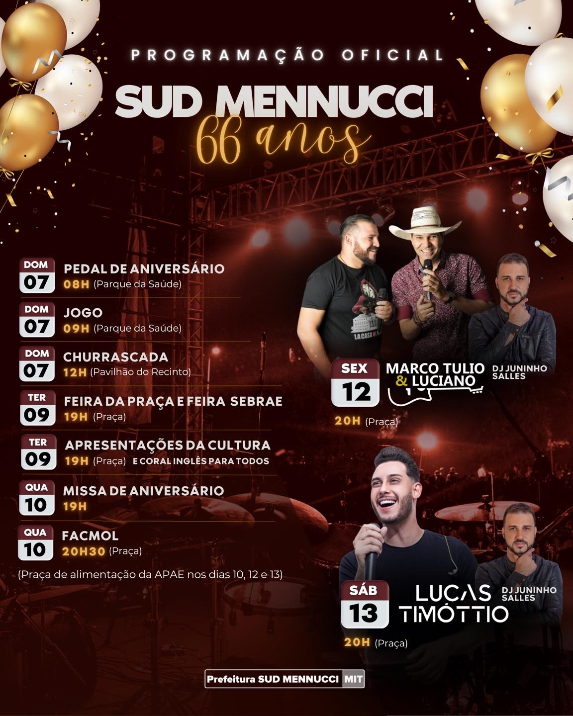 SUD MENNUCCI COMEMORA 66 ANOS COM PROGRAMAÇÃO FESTIVA ESPECIAL