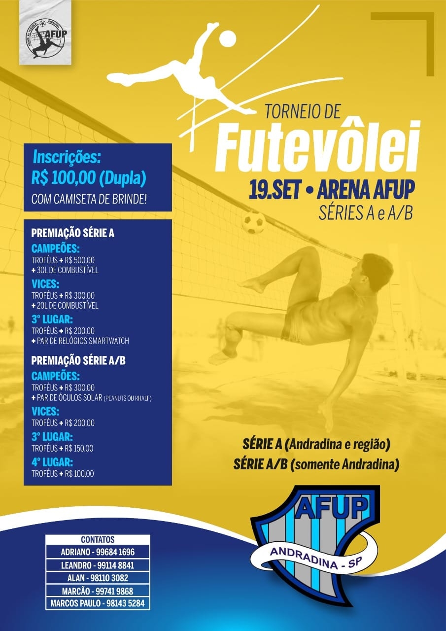 1º Torneio da ARENA AFUP está com inscrições abertas em Andradina