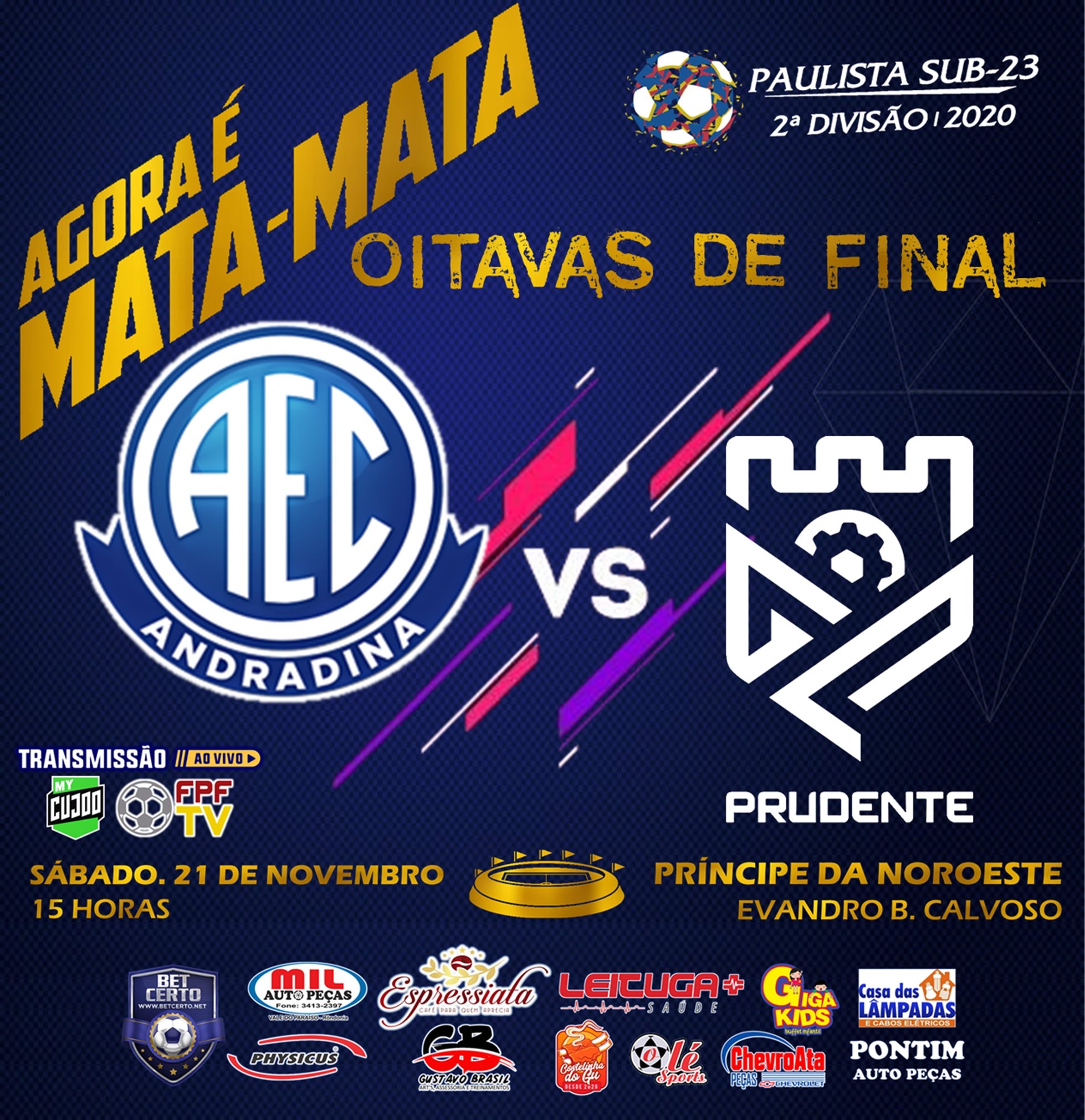 NESTE SÁBADO ANDRADINA ESPORTE CLUBE ENFRENTA O GREMIO DE PRUDENTE