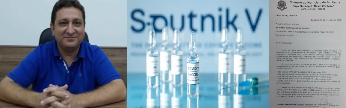 Prefeito de Buritama protocola pedido para comprar 30 mil doses da vacina Russa Sputnik V