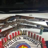Força Tática da PM apreende armas e munições de grosso calibre em bar rural de Castilho