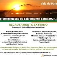 EM SUZANÁPOLIS VAGAS DE TRABALHO NA USINA VALE DO PARANÁ