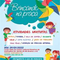 Brincando na Praça acontece sábado no Centro Cultural de Andradina