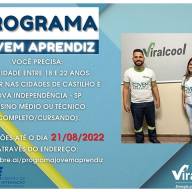Viralcool abre novas oportunidades para Jovem aprendiz de Castilho e Nova Independência