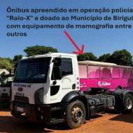 Ônibus com mamógrafo apreendido na Operação Raio-X e cedido à Prefeitura de Birigui está parado no pátio