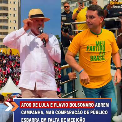 Atos de Lula e Flávio Bolsonaro abrem campanha, mas comparação de público esbarra em falta de medição