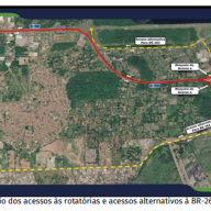 Acessos da rotatória da Rodovia Federal BR-262 serão fechados para obras do novo Posto Fiscal de Três Lagoas