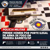  POLÍCIA MILITAR PRENDE HOMEM POR PORTE ILEGAL DE ARMA DE FOGO EM PEREIRA BARRETO/SP 