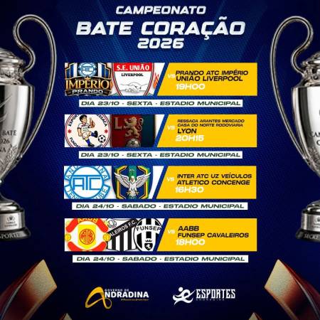 Campeonato Bate Coração 2026 começa nesta sexta-feira em Andradina