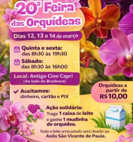 Lions Clube Andradina Sul realiza sua 20ª Feira de Orquídeas com ação solidária em prol do Asilo