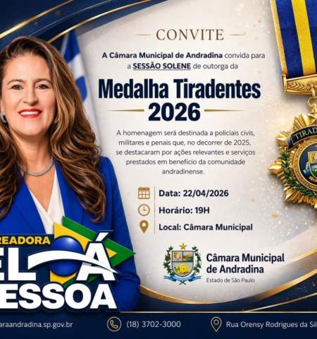 Câmara de Andradina realiza sessão histórica com inclusão inédita de policiais penais na Medalha Tiradentes