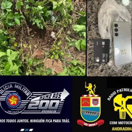 Patrulhamento Com Motos recupera celular roubado no centro de Andradina