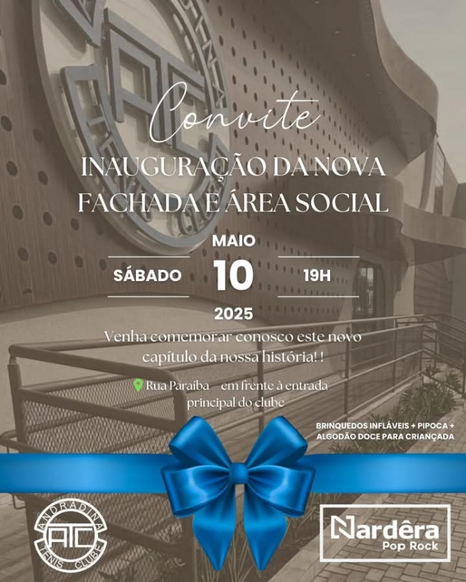Em Andradina sábado tem inauguração da nova fachada e área social do ATC
