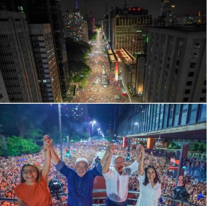 Obrigado a todas as brasileiras e brasileiros que confiaram no presidente Lula e vice-presidente Alckmin