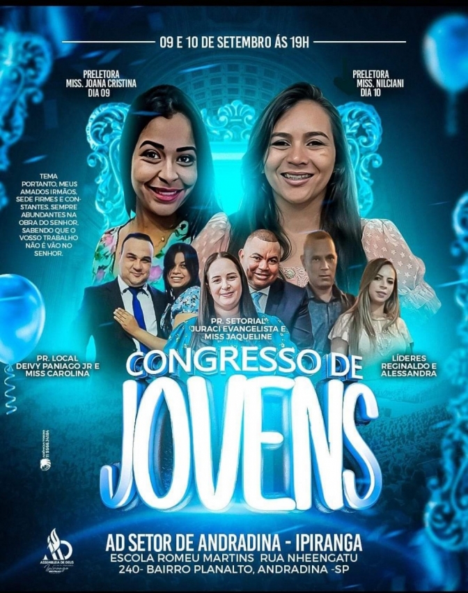 Em Andradina Igreja Assembleia de Deus Ministério do Ipiranga de Planalto realizou o 2º Congresso de Jovens do Grupo Resgate