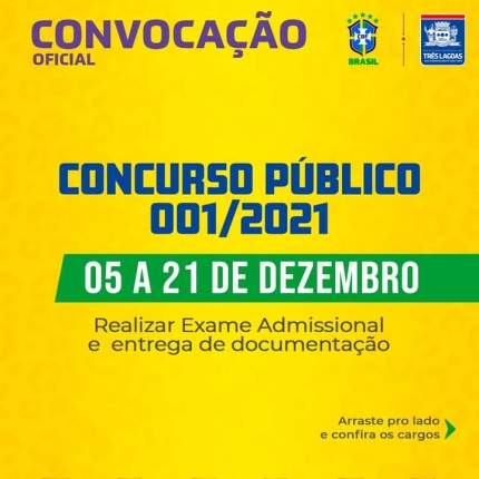Convocação do concurso da Prefeitura Municipal de Três Lagoas