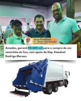 VICE-PREFEITO EDSON DO NASCIMENTO E GUSTAVO ALVES CONQUISTAM CAMINHÃO DE LIXO NOVO PARA SUD MENNUCCI NO VALOR DE R$ 600 MIL