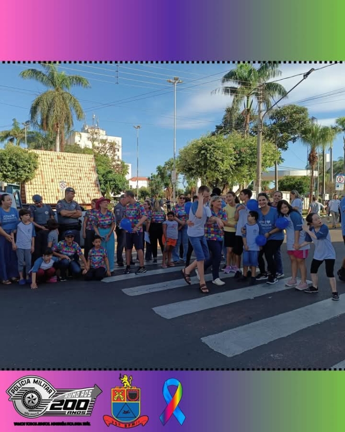 Polícia Militar de Dracena  participa da passeata Azul em Comemoração do Dia Mundial do Autismo