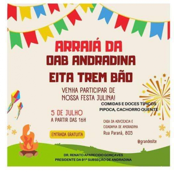 Casa do Advogado de Andradina tem festa do Arraiá nesta sexta feira