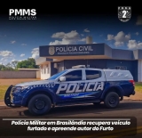 POLÍCIA MILITAR DE BRASILÂNDIA RECUPERA VEÍCULO FURTADO E APREENDE O AUTOR DO FURTO