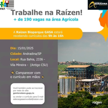 Raizen faz feirão de vagas em Andradina