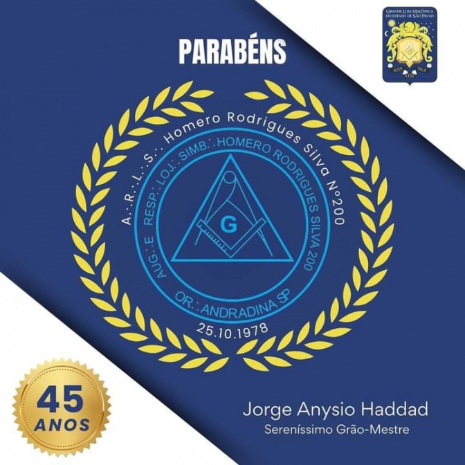 GLESP parabeniza a Loja Maçônica Homero Rodrigues Silva pelos seus 45 anos em Andradina