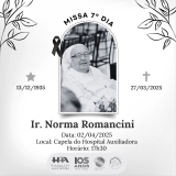 Em Três Lagoas Hospital Auxiliadora convida os moradores para Missa de 7º Dia da Irmã Norma Romancini