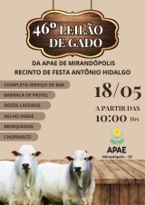 APAE de Mirandópolis realiza tradicional Leilão de Gado no dia 18 de maio