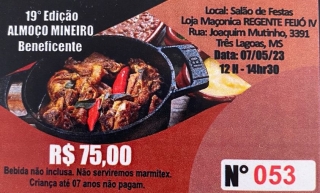 Em TL neste domingo na Loja Maçônica Regente Feijó IV tem 19º edição do almoço mineiro beneficente