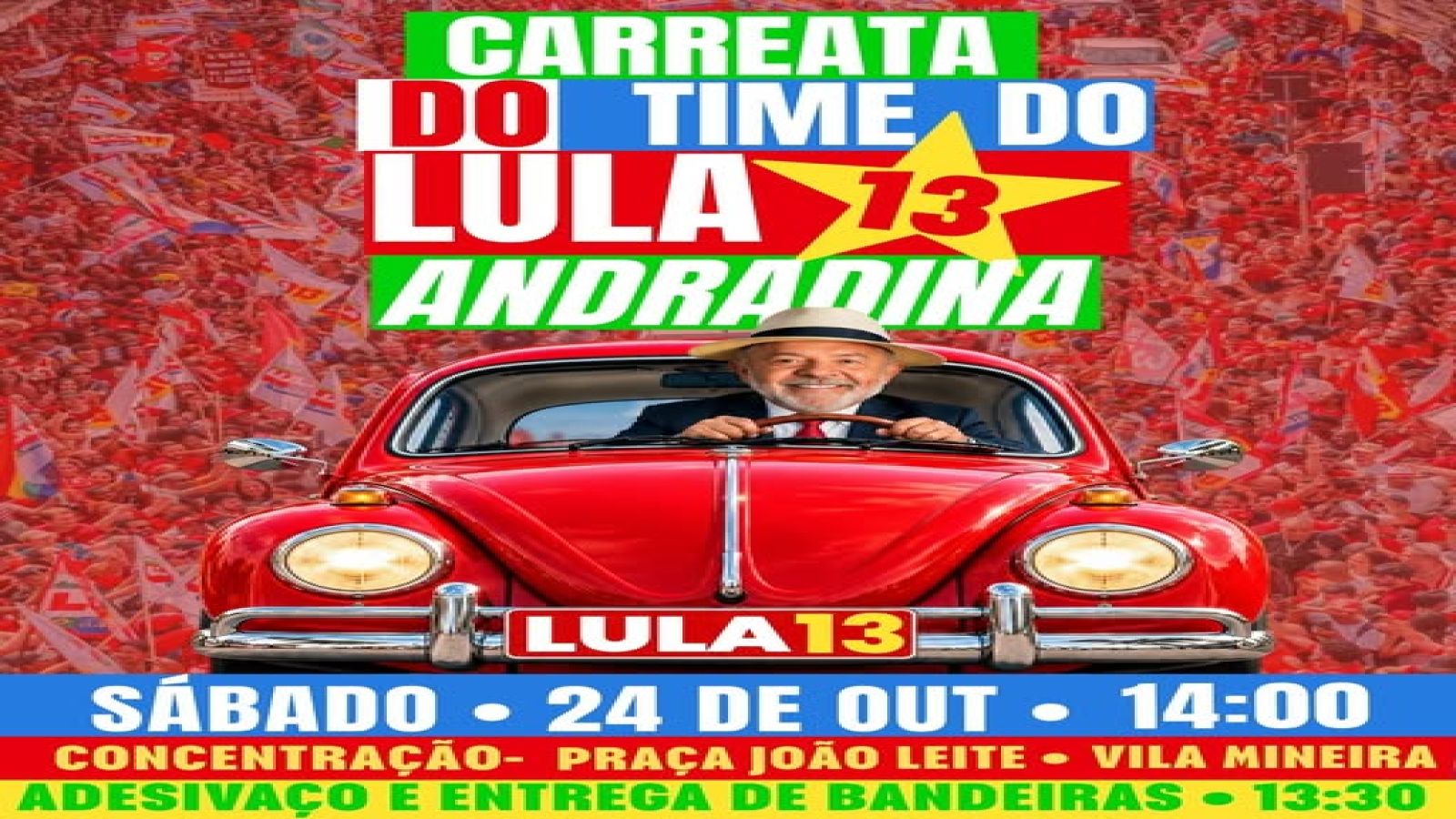 PT de Andradina organiza carreata em apoio ao Presidente Lula neste sábado à tarde 